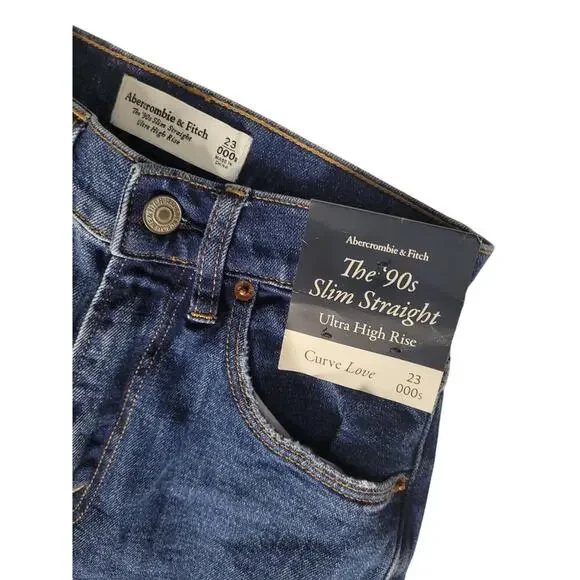 Abercrombie & Fitch Jeans 90's Slim Straight Indigo 24W/28L NWT - Picture 3 of 4